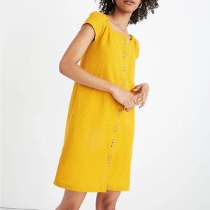 Madewell Texture & Thread Cap Sleeve Dress Golden Mustard Yellow L8524 Size MED